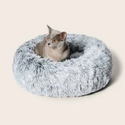 Calming Cuddler Cat Bed 40 Calming Cuddler Cat Bed -Snooza Sales Store Calming Cuddler Cat Bed SilverFox
