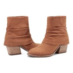 Savvy Block Heel Ruched Casual Booties -Snooza Sales Store b6186d95389c7366da5c9f10e35729852f0edf90